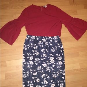 Burgundy Ruffle sleeve top